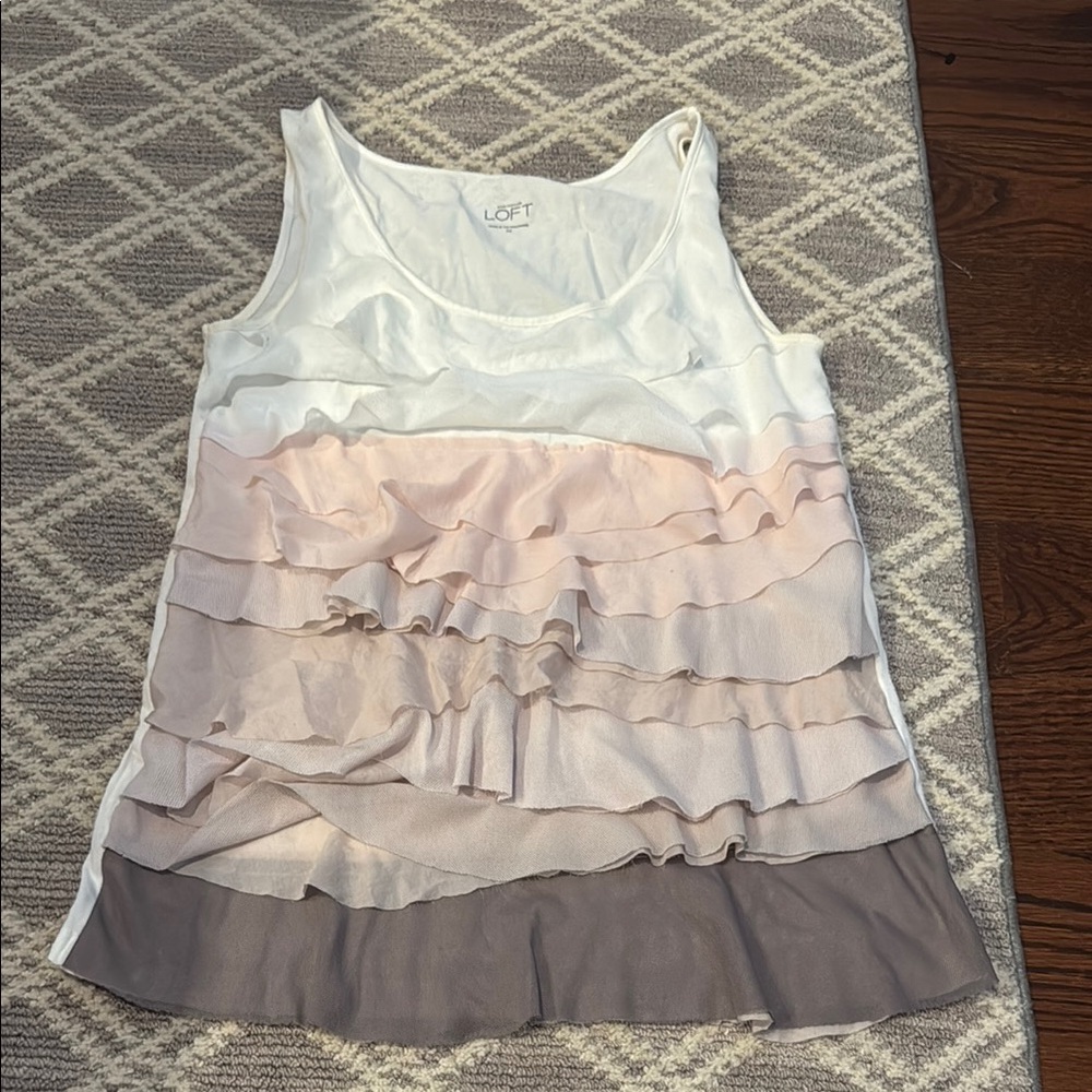 LOFT Women's Ruffle Layered Tank Top - Cream, Pink, Tan